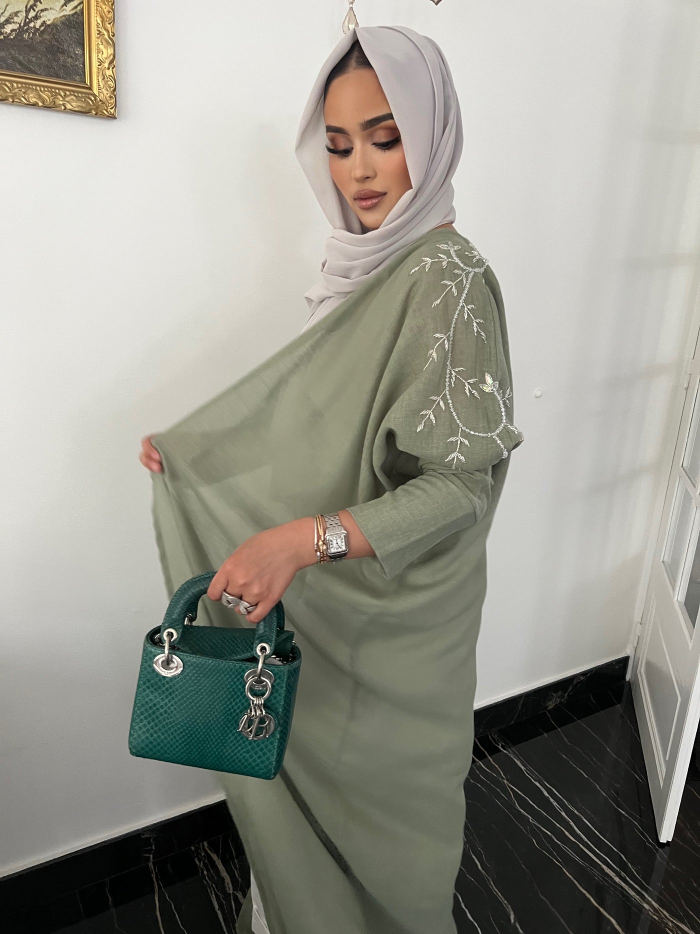 ABAYA GREEN LINEN