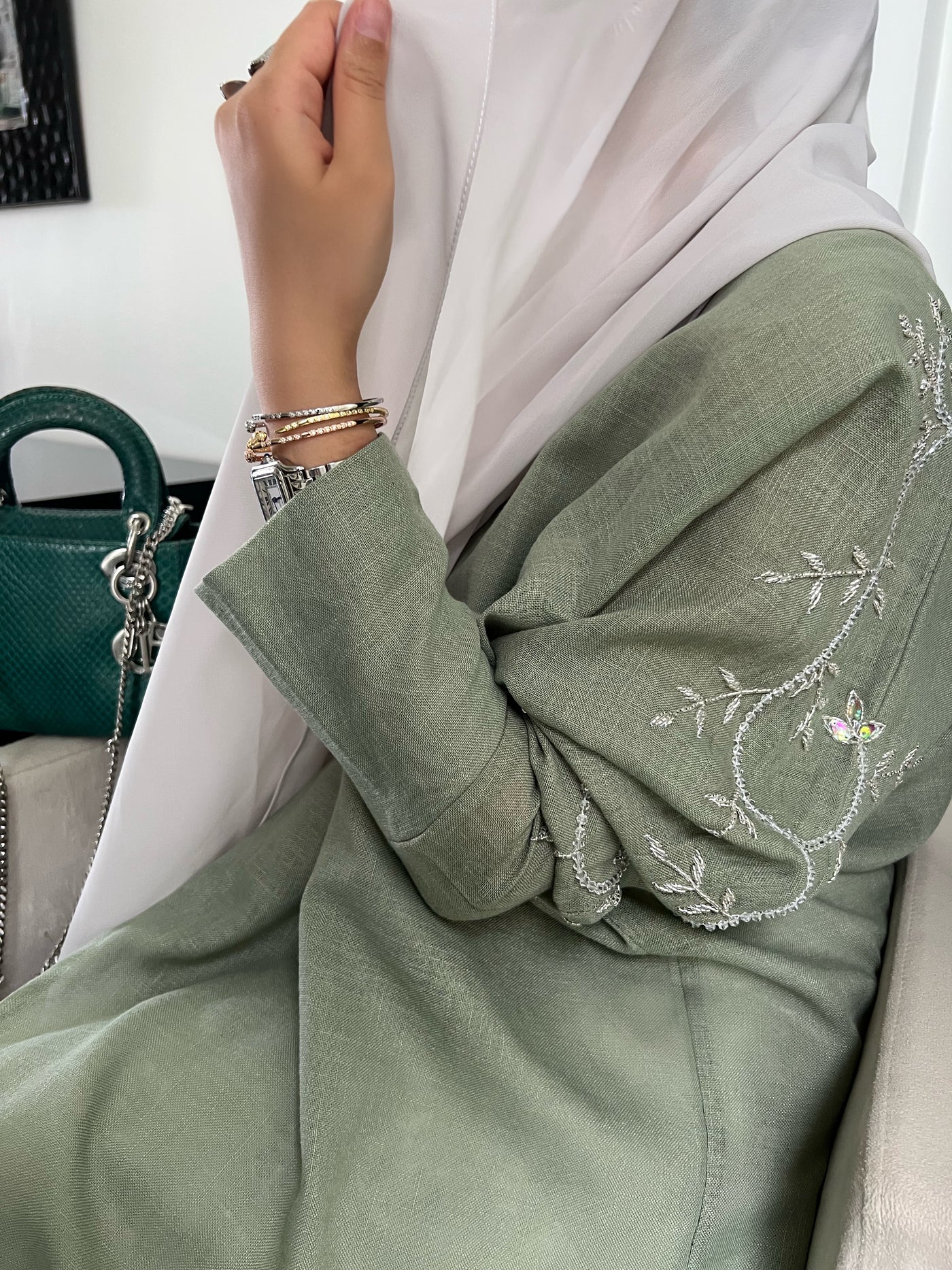 ABAYA GREEN LINEN