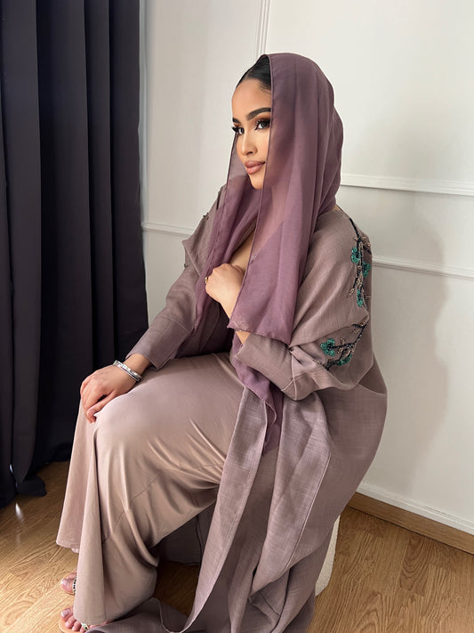 ABAYA PURPLE LINEN